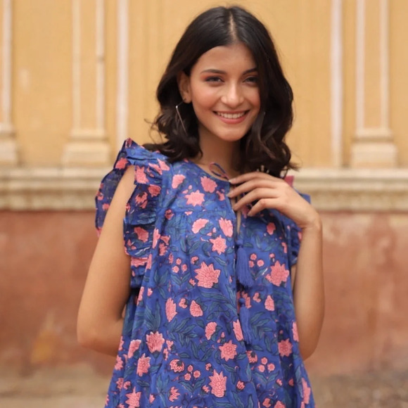 The Fox and The Mermaid Venice Aarya Tent Maxi Dress Floral Sleeveless Tiered M - Picture 7 of 15